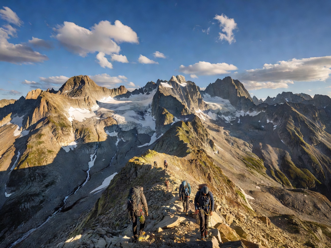 Person overlooking high alpine mountain peaks