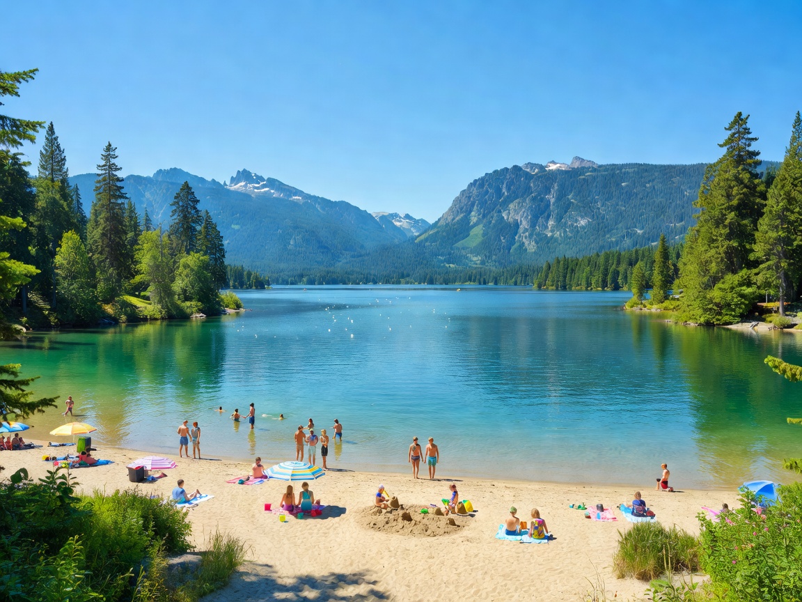 Bright summer day at a Whistler lake